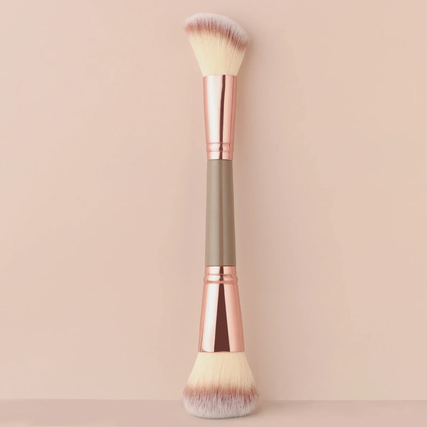 Single Dual-Ended Beauty Brush, Round Blush Brush + Large Powder Brush Soft Bristle Facial Makeup Tool