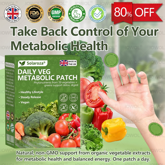 Official UK Stockist | Solaroza® Daily Vegetable Metabolic Patches Harnessing organic plant extracts and phytonutrients from 39 vegetables and leafy greens. Our patches support natural detox, healthy digestion and metabolic reset.